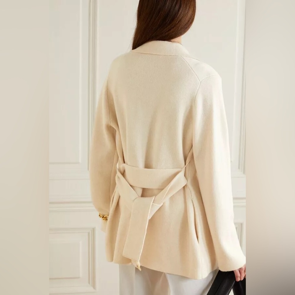 NWT $595 Vince Wool Cashmere Belted Sweater Coat Ivory - Picture 2 of 5